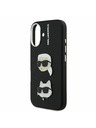 Karl Lagerfeld Karl Lagerfeld Piele granulată PU K&CH Heads Carcasă spate pentru iPhone 16 Black