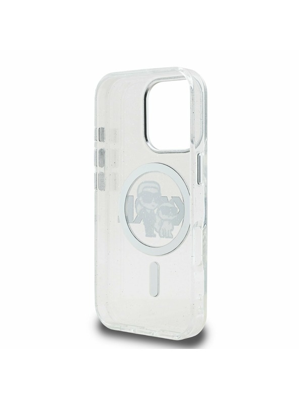 Karl Lagerfeld Karl Lagerfeld IML Sclipici Karl and Choupette Sketch MagSafe Carcasă spate pentru iPhone 16 Pro Transparent