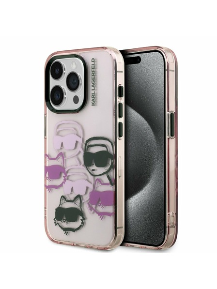 Karl Lagerfeld Karl Lagerfeld IML Multi K&CH Heads Carcasă spate pentru iPhone 15 Pro Max Pink