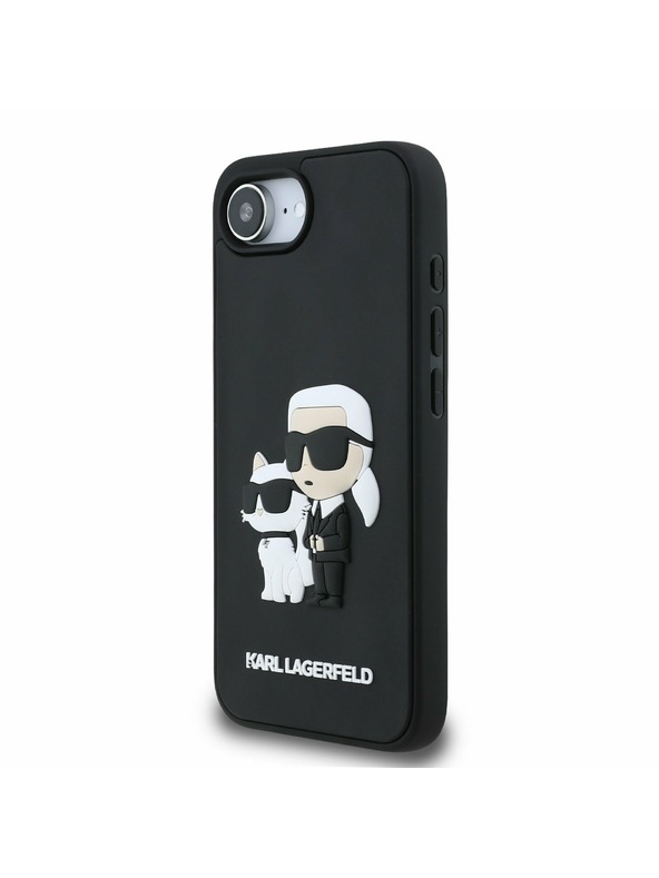 Karl Lagerfeld Karl Lagerfeld 3D Cauciuc Karl and Choupette Carcasă spate pentru iPhone 16e Black