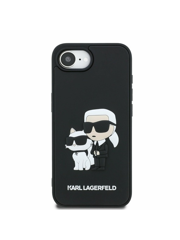Karl Lagerfeld Karl Lagerfeld 3D Cauciuc Karl and Choupette Carcasă spate pentru iPhone 16e Black
