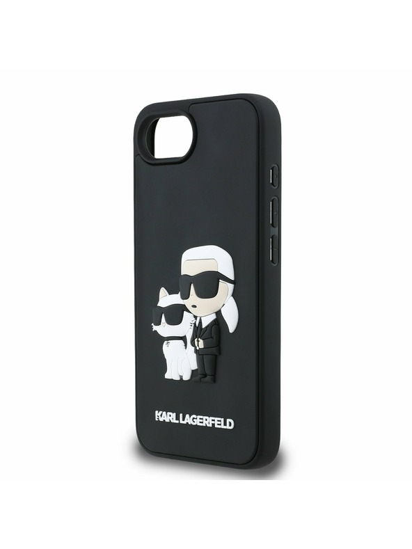 Karl Lagerfeld Karl Lagerfeld 3D Cauciuc Karl and Choupette Carcasă spate pentru iPhone 16e Black