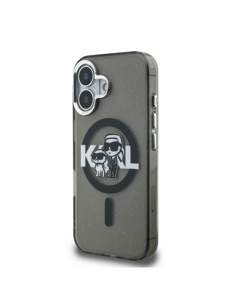 Karl Lagerfeld Karl Lagerfeld IML Sclipici Karl and Choupette Sketch MagSafe Carcasă spate pentru iPhone 16 Black