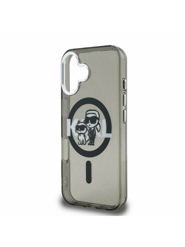 Karl Lagerfeld Karl Lagerfeld IML Sclipici Karl and Choupette Sketch MagSafe Carcasă spate pentru iPhone 16 Black