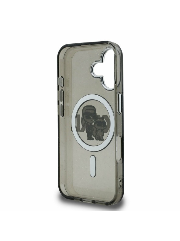 Karl Lagerfeld Karl Lagerfeld IML Sclipici Karl and Choupette Sketch MagSafe Carcasă spate pentru iPhone 16 Black