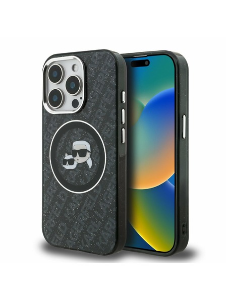 Karl Lagerfeld Karl Lagerfeld IML K&CH Heads Repeated Logo MagSafe Carcasă spate pentru iPhone 15 Pro Black