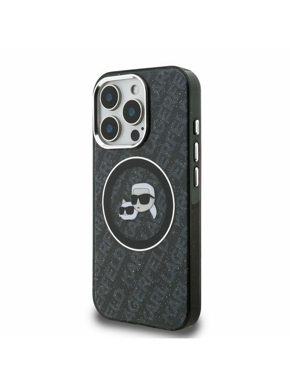 Karl Lagerfeld Karl Lagerfeld IML K&CH Heads Repeated Logo MagSafe Carcasă spate pentru iPhone 15 Pro Black