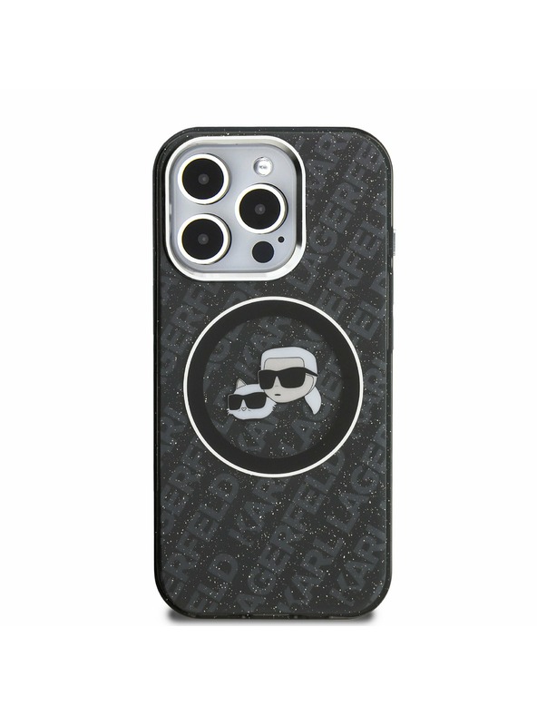 Karl Lagerfeld Karl Lagerfeld IML K&CH Heads Repeated Logo MagSafe Carcasă spate pentru iPhone 15 Pro Black
