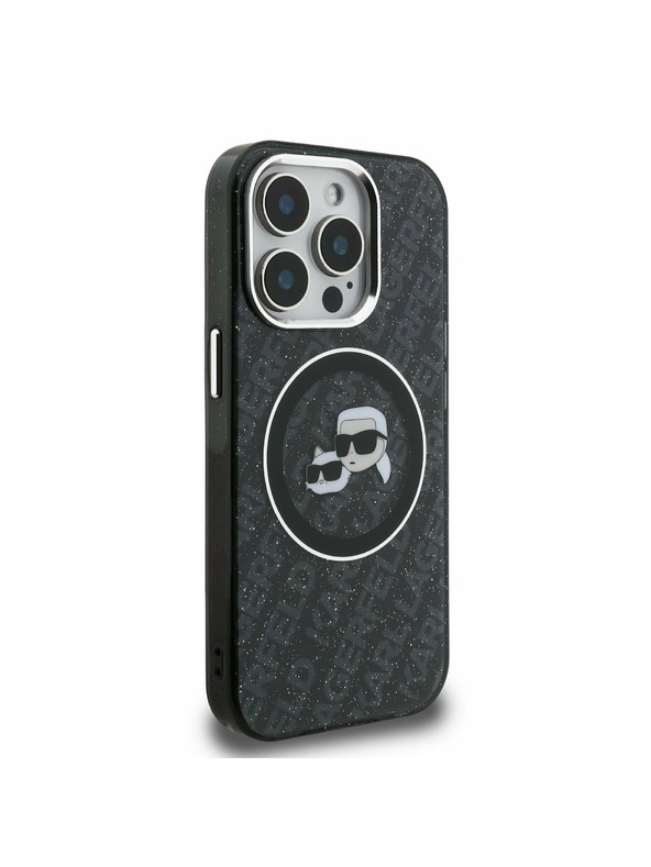 Karl Lagerfeld Karl Lagerfeld IML K&CH Heads Repeated Logo MagSafe Carcasă spate pentru iPhone 15 Pro Black