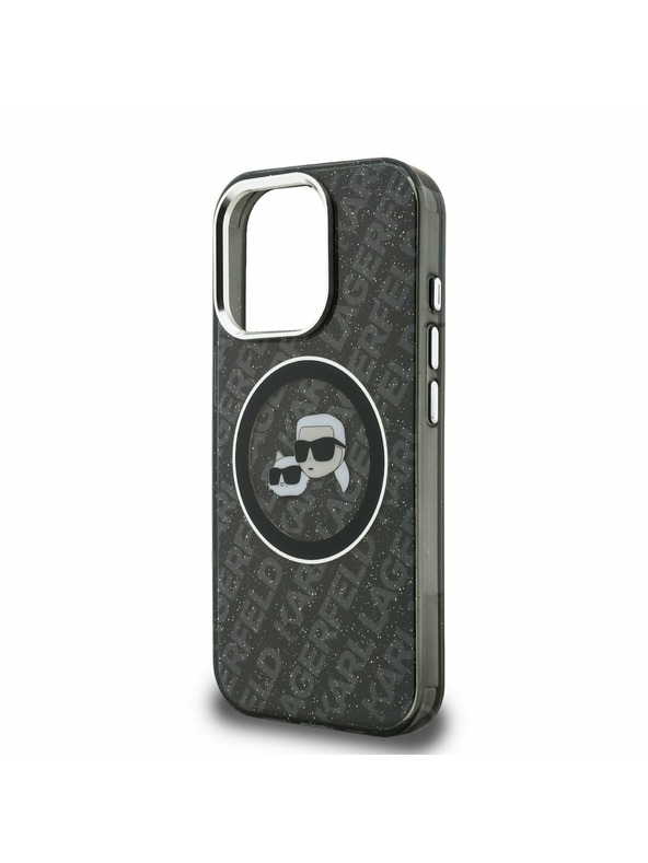 Karl Lagerfeld Karl Lagerfeld IML K&CH Heads Repeated Logo MagSafe Carcasă spate pentru iPhone 15 Pro Black