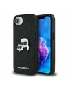 Karl Lagerfeld Carcasă spate Karl Lagerfeld Fixed Glitter Metal K&CH pentru iPhone 16e Negru