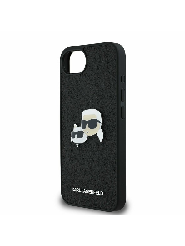 Karl Lagerfeld Carcasă spate Karl Lagerfeld Fixed Glitter Metal K&CH pentru iPhone 16e Negru