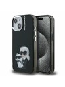 Karl Lagerfeld Carcasă spate Karl Lagerfeld IML Aquarelle Karl and Choupette pentru iPhone 15 Negru
