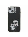 Karl Lagerfeld Carcasă spate Karl Lagerfeld IML Aquarelle Karl and Choupette pentru iPhone 15 Negru
