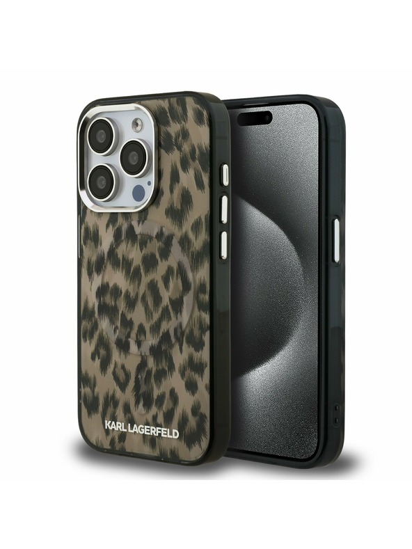 Karl Lagerfeld Carcasă spate Karl Lagerfeld IML Leopard MagSafe pentru iPhone 15 Pro Max Maro