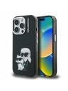 Karl Lagerfeld Carcasă spate Karl Lagerfeld IML Aquarelle Karl and Choupette pentru iPhone 15 Pro Negru