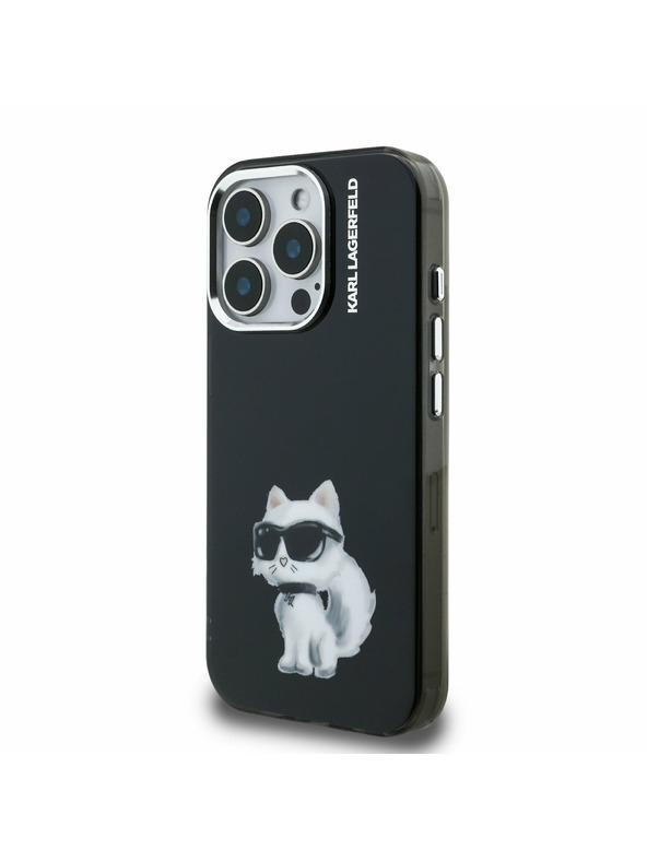 Karl Lagerfeld Carcasă spate Karl Lagerfeld IML Aquarelle Choupette pentru iPhone 15 Pro Negru