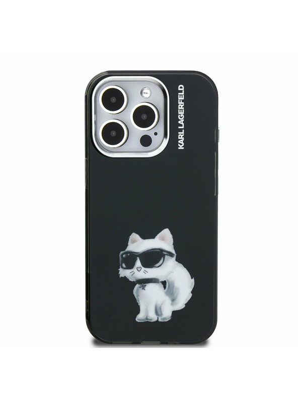 Karl Lagerfeld Carcasă spate Karl Lagerfeld IML Aquarelle Choupette pentru iPhone 15 Pro Negru