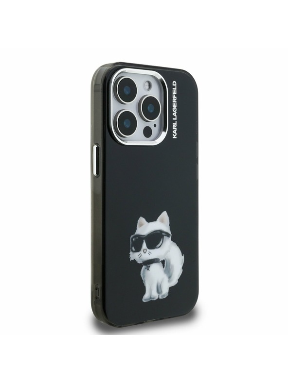 Karl Lagerfeld Carcasă spate Karl Lagerfeld IML Aquarelle Choupette pentru iPhone 15 Pro Negru