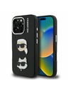 Karl Lagerfeld Carcasă spate Karl Lagerfeld Grained PU K&CH Heads pentru iPhone 16 Pro Max Negru