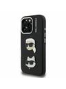 Karl Lagerfeld Carcasă spate Karl Lagerfeld Grained PU K&CH Heads pentru iPhone 16 Pro Max Negru