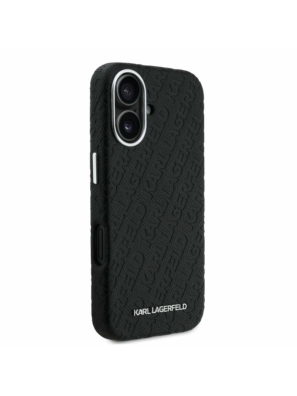 Karl Lagerfeld Carcasă spate Karl Lagerfeld Grained PU Repeated Logo MagSafe pentru iPhone 16 Negru
