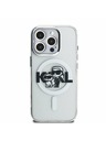 Karl Lagerfeld Carcasă spate Karl Lagerfeld IML Glitter Karl and Choupette Sketch MagSafe pentru iPhone 16 Pro Max Transparent