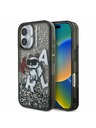 Karl Lagerfeld Carcasă spate Karl Lagerfeld Liquid Glitter Scattered Choupette pentru iPhone 16 Negru