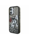 Karl Lagerfeld Carcasă spate Karl Lagerfeld Liquid Glitter Scattered Choupette pentru iPhone 16 Negru