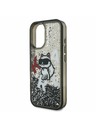 Karl Lagerfeld Carcasă spate Karl Lagerfeld Liquid Glitter Scattered Choupette pentru iPhone 16 Negru