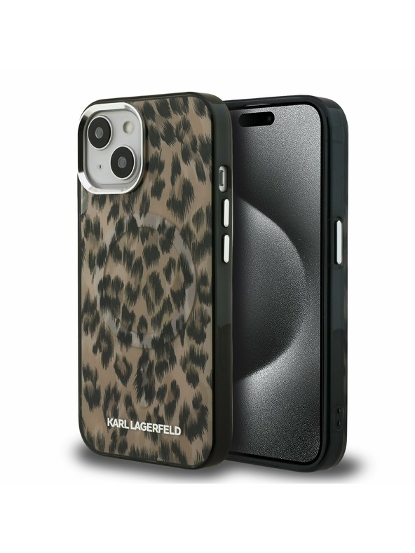 Karl Lagerfeld Karl Lagerfeld IML Leopard MagSafe Carcasă spate pentru iPhone 15 Brown