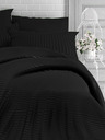 Kvalitex Lenjerie de pat franceză satinată cu dungi 1+2, 200x200, 70x90cm NEGRU