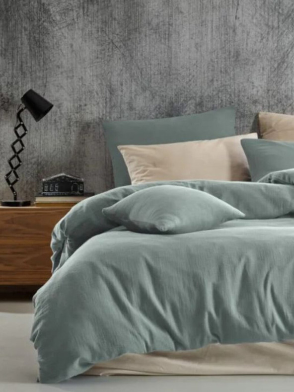 Kvalitex Lenjerie de pat franceză din muselină 240x220, 70x90cm verde deschis Kvalitex
