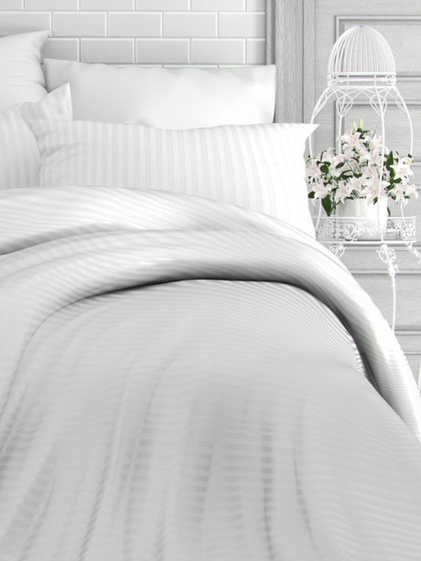 Kvalitex Lenjerie de pat franceză din satin cu dungi 1+2, 240x200, 70x90cm WHITE