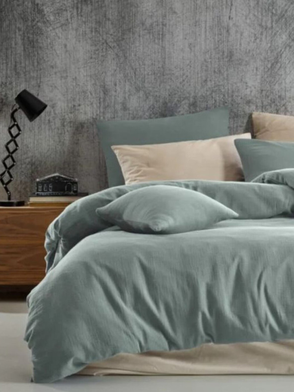 Kvalitex Lenjerie de pat în stil francez din muselină 220x200, 70x90cm verde deschis Kvalitex