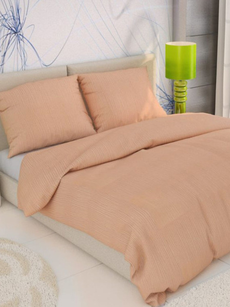 Kvalitex Lenjerie de pat din crep francez 200x200, 70x90cm somon Kvalitex