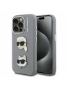 Karl Lagerfeld Karl Lagerfeld Grained PU K&CH Heads Carcasă spate pentru iPhone 15 Pro Gri