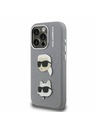 Karl Lagerfeld Karl Lagerfeld Grained PU K&CH Heads Carcasă spate pentru iPhone 15 Pro Gri