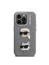 Karl Lagerfeld Karl Lagerfeld Grained PU K&CH Heads Carcasă spate pentru iPhone 15 Pro Gri