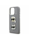 Karl Lagerfeld Karl Lagerfeld Grained PU K&CH Heads Carcasă spate pentru iPhone 15 Pro Gri