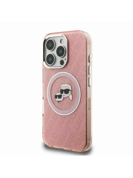 Karl Lagerfeld Karl Lagerfeld IML K&CH Heads Repetat Logo MagSafe Carcasă spate pentru iPhone 16 Pro Roz