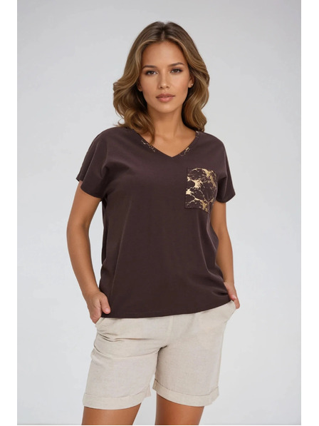 Moodo Tricou din bumbac pentru femei Moodo – maro