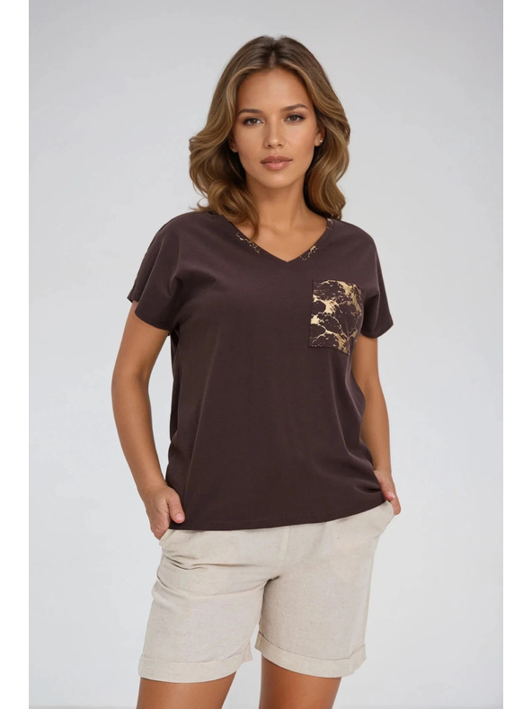 Moodo Tricou din bumbac pentru femei Moodo – maro