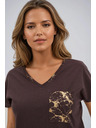 Moodo Tricou din bumbac pentru femei Moodo – maro