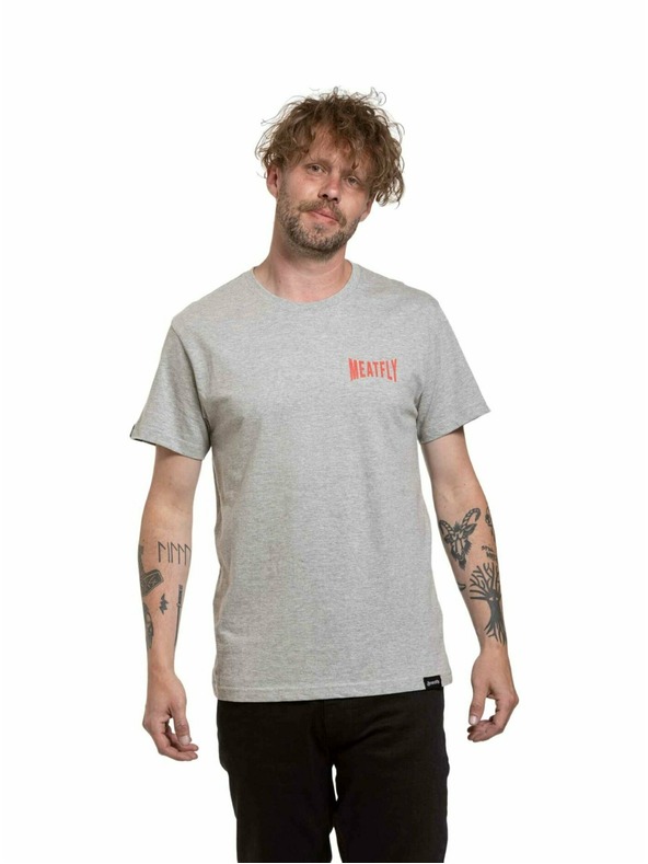 Meatfly Meatfly tricou pentru bărbați Yvans Round Globus Patch Gri
