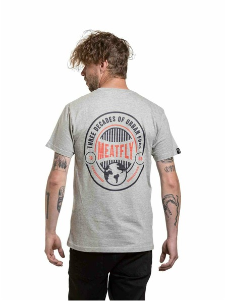 Meatfly Meatfly tricou pentru bărbați Yvans Round Globus Patch Gri
