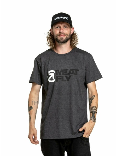 Meatfly Meatfly tricou pentru bărbați Revital Black/Charcoal Heather | Negru | Mărime