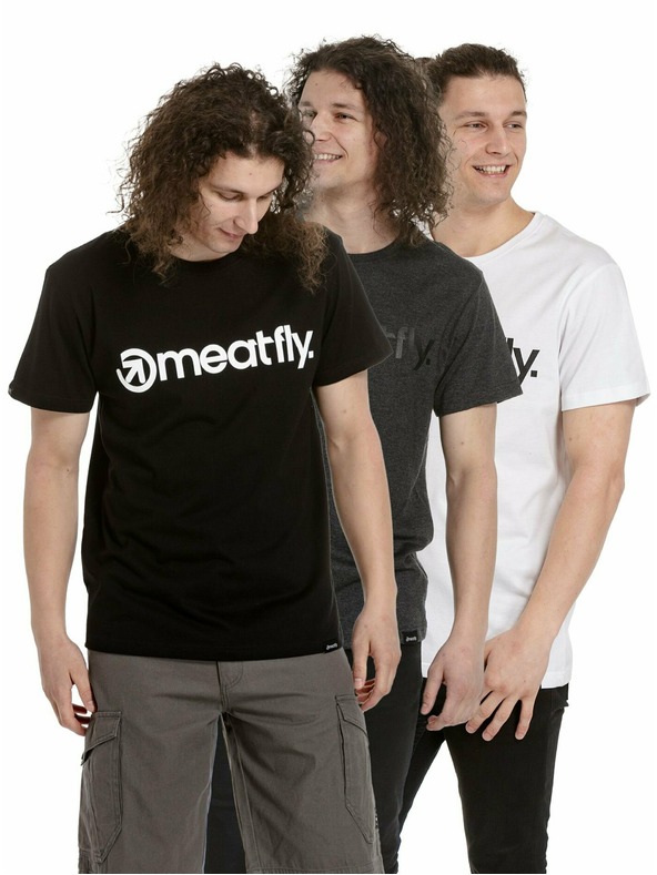 Meatfly Meatfly pachet tricouri pentru bărbați MF Logo Multipack Black/Charcoal Heather/White | Negru | Mărime