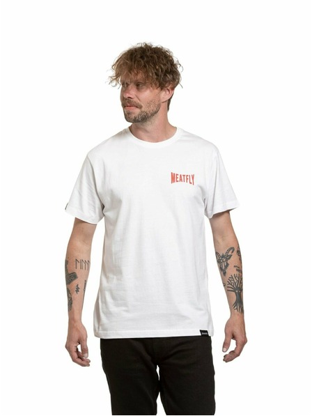 Meatfly Meatfly tricou pentru bărbați Yvans Round Globus Patch Alb