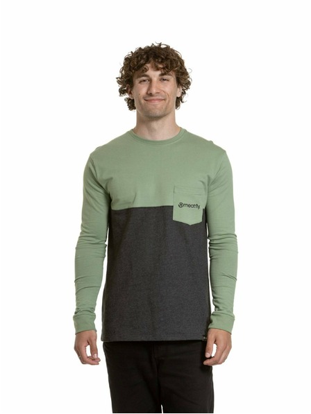 Meatfly Meatfly tricou pentru bărbați cu mânecă lungă Harvey Basil / Charcoal Heather